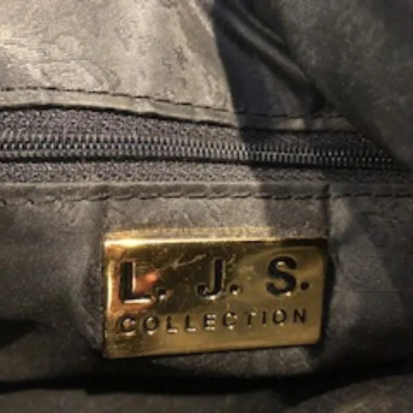 Vintage L.J.S. Collection Leather Shoulder Bag Black w Gold Metal Hardware Sz OS - Picture 5 of 5